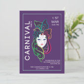 Carnaval Party Invitation Kaart (Staand voorkant)