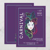 Carnaval Party Invitation Kaart (Voorkant / Achterkant)