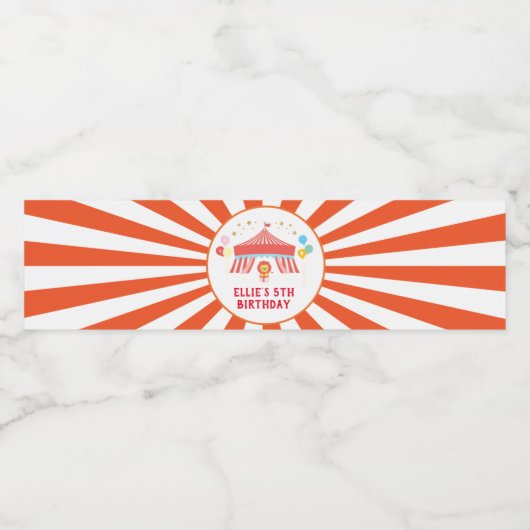 Carnaval party label, Circus Waterfles Etiket (Enkel label)
