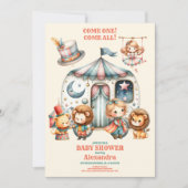 Carnaval Party Roze Circus Baby shower Kaart (Voorkant)