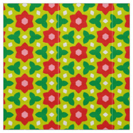 CARNAVAL - Rode geometrische bloemen op groene blo Stof