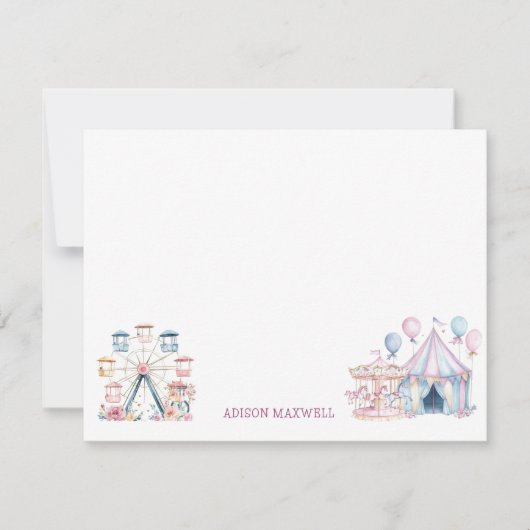 Carnaval Schattig Verjaardag Budget Bedankt Notitiekaartje (Voorkant)