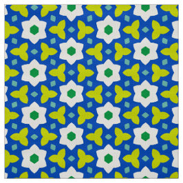 CARNAVAL - Schattigee bloemen op blauwe geometrisc Stof