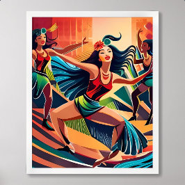 Carnaval schilderij: Dans vieren in Rio Streets Poster