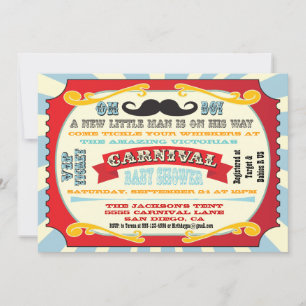 Carnaval snor Baby shower uitnodiging