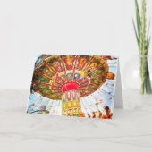 Carnaval swing ride foto  retro blauwe lucht kaart (Voorkant)