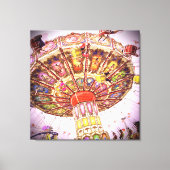 Carnaval swing ride roze lucht  foto retro canvas afdruk (Voorkant)