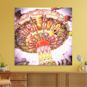 Carnaval swing ride roze lucht  foto retro canvas afdruk (Insitu (Woonkamer))