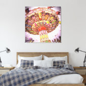Carnaval swing ride roze lucht  foto retro canvas afdruk (Insitu (Slaapkamer))