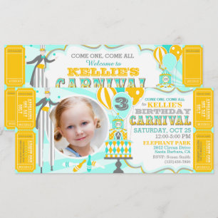 Carnaval Tent Cake Verjaardag Uitnodigingen