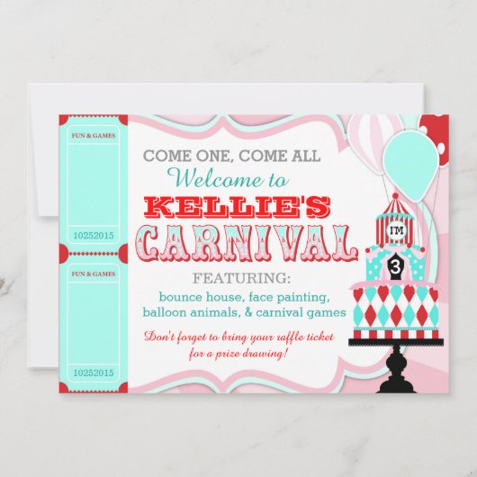 Carnaval Tent Cake verjaardagsuitnodiging Kaart (Achterkant)