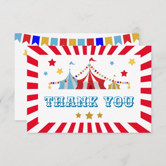 Carnaval Thema Feest Plat Bedankkaart (Voorkant / Achterkant)