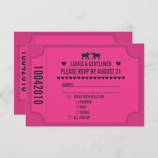 Carnaval Ticket 3.5x5 RSVP Uitnodiging (Voorkant / Achterkant)