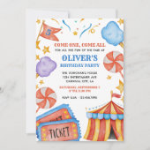 Carnaval Ticket en Snoep Kids Verjaardagsfeest Kaart (Voorkant)