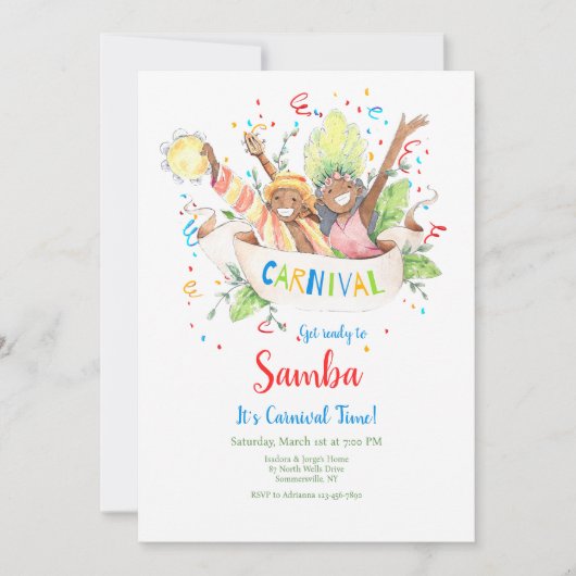 Carnaval Tijd Koppel Kaart (Voorkant)