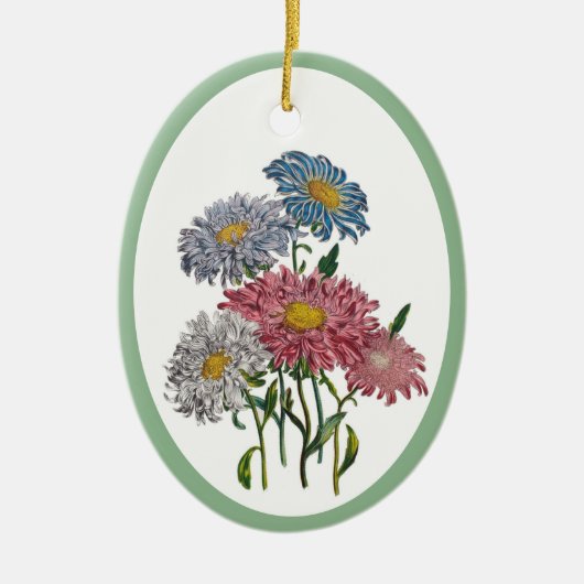 Carnaval van bloemen: China Asters Keramisch Ornament (Voorkant)