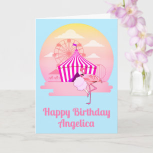Carnaval van Fun Flamingo Birthday Party Kaart