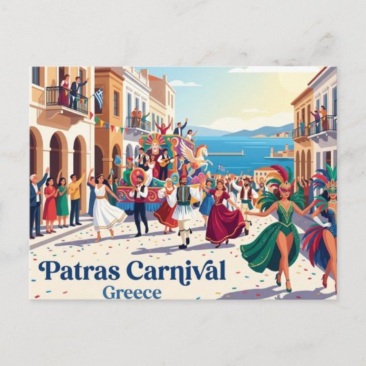 Carnaval van Patras Griekenland Briefkaart (Voorkant)