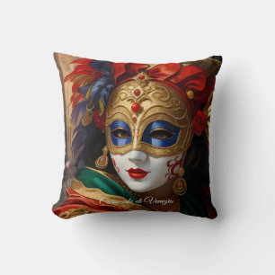 Carnaval van Venetië masker goud rood blauw Kussen