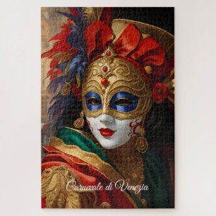 Carnaval van Venetië masker goud rood blauw Legpuzzel
