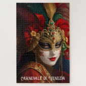 Carnaval van Venetië masker rood groen goud Legpuzzel (Verticaal)