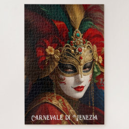 Carnaval van Venetië masker rood groen goud Legpuzzel