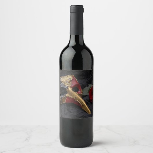 Carnaval Venetiaanse Pantalone Masker Maskerade Ro Wijn Etiket (Voorkant)