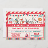 Carnaval Verjaardag Circus Dieren Party Uitnodigen Kaart (Voorkant)