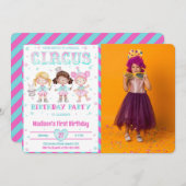 Carnaval verjaardag foto uitnodigingen (Voorkant / Achterkant)