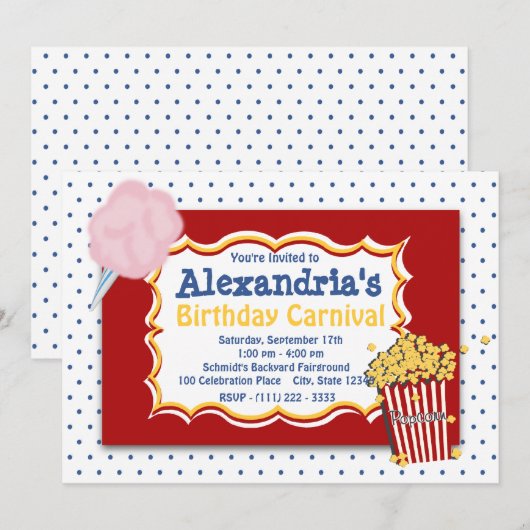 Carnaval Verjaardag primaire kleuren Kaart (Voorkant / Achterkant)