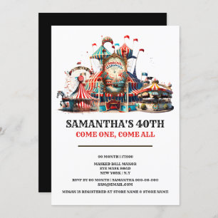 Carnaval verjaardag retro circus tent carousal wie kaart