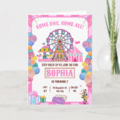 Carnaval Verjaardag Uitnodiging, Circus Girl Verja (Voorkant)