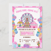 Carnaval Verjaardag Uitnodiging Circus meisje Verj (Voorkant)