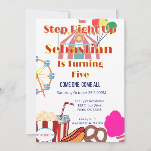 Carnaval Verjaardagsfeest met Tent & Snacks Kaart (Voorkant)