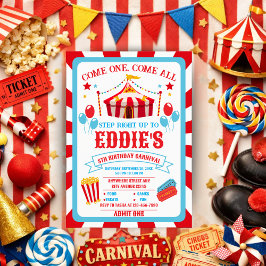Carnaval verjaardagsuitnodiging, Circus uitnodigin Kaart