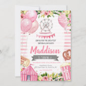 Carnaval verjaardagsuitnodiging, Circus verjaardag Kaart (Voorkant)