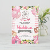 Carnaval verjaardagsuitnodiging, Circus verjaardag Kaart (Staand voorkant)