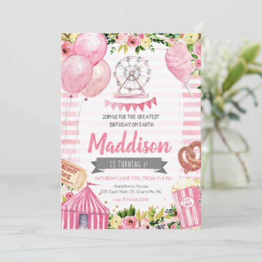 Carnaval verjaardagsuitnodiging, Circus verjaardag Kaart (Staand voorkant)