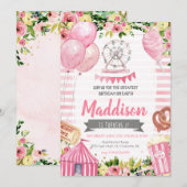 Carnaval verjaardagsuitnodiging, Circus verjaardag Kaart (Voorkant / Achterkant)