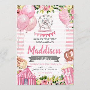 Carnaval verjaardagsuitnodiging, Circus verjaardag Kaart