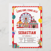 Carnaval verjaardagsuitnodiging, Circus verjaardag Kaart (Voorkant)