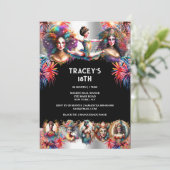 Carnaval vuurwerk show festival dames circus plezi kaart (Staand voorkant)