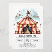 Carnaval Waterverf Magic Circus Verjaardag Kaart (Voorkant / Achterkant)