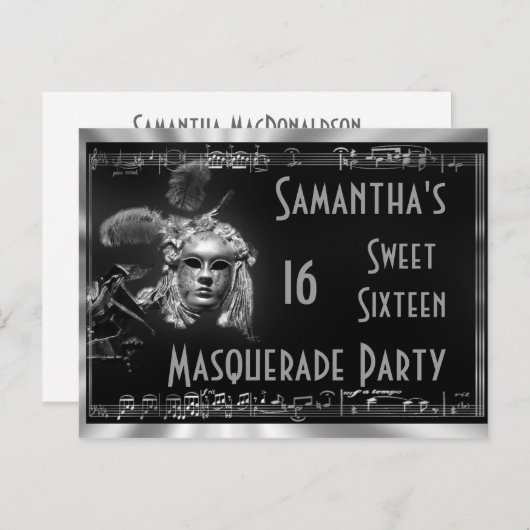 Carnaval zoete zestien uitnodiging (Voorkant / Achterkant)