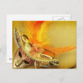  carnavalmasker op gele achtergrond briefkaart (Voorkant / Achterkant)