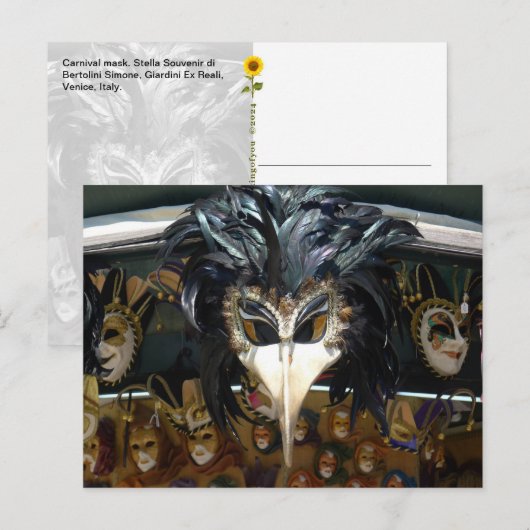 Carnavalmasker, Venetië, Italië – ansichtkaart Briefkaart (Voorkant / Achterkant)