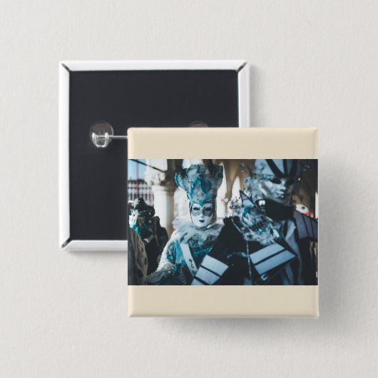 Carnavalmaskers in Venetië, Italië Vierkante Button 5,1 Cm (Voorkant /achterkant)