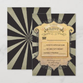 carnavals bruiloft RSVP - zwarte strepen Kaartje (Voorkant / Achterkant)