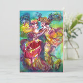 CARNAVALS DANS, Mardi Gras Feest, levendig roze bl Kaart (Staand voorkant)