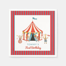 Carnavals Tent Dier Eerste Verjaardag Servetten